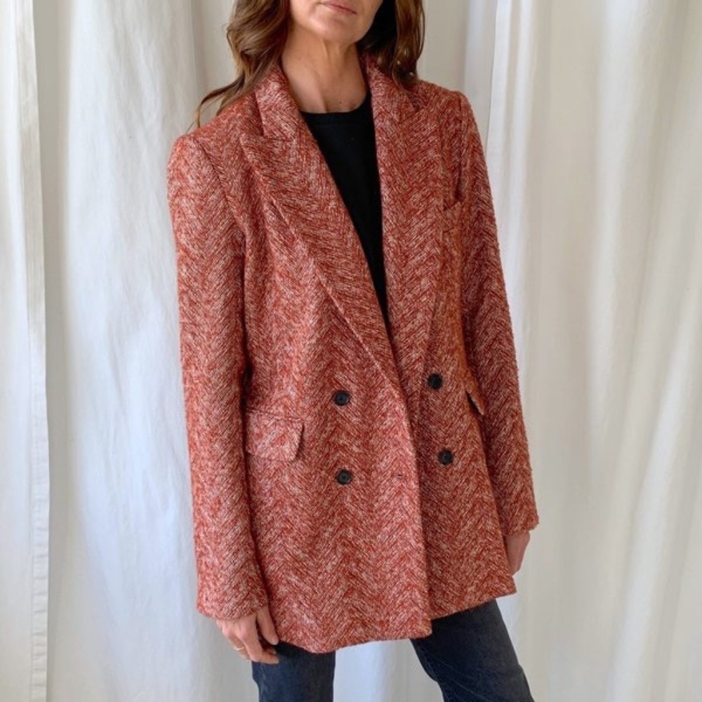 NWT Rachel Comey Merlin Twill Blazer in Rust Red Herringbone | Size 4